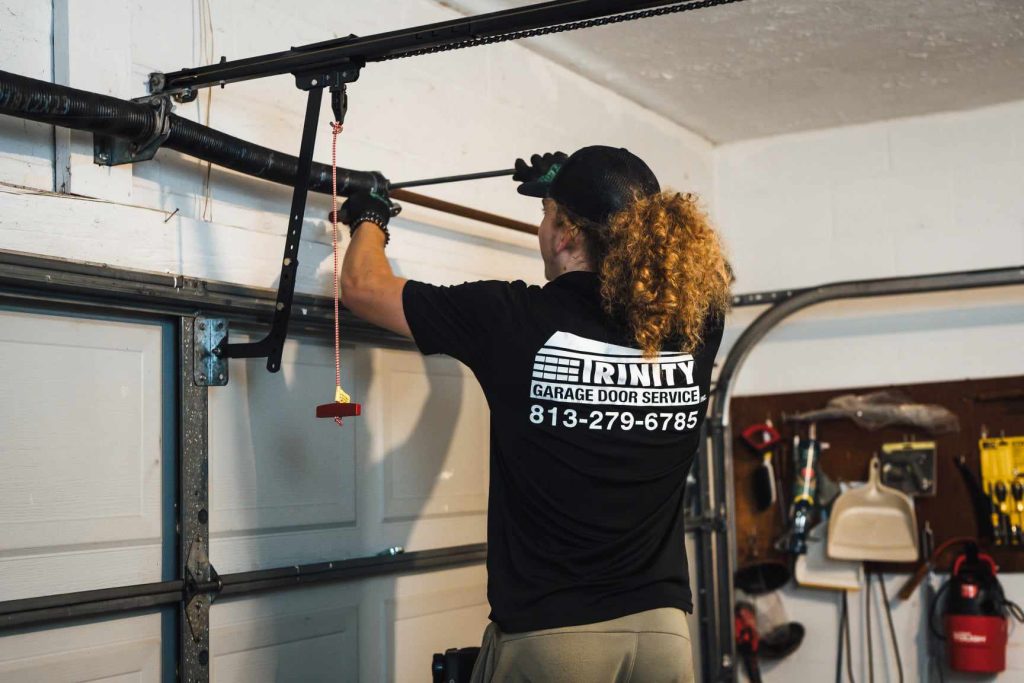 Garage door opener and spring hardware on a Tampa job