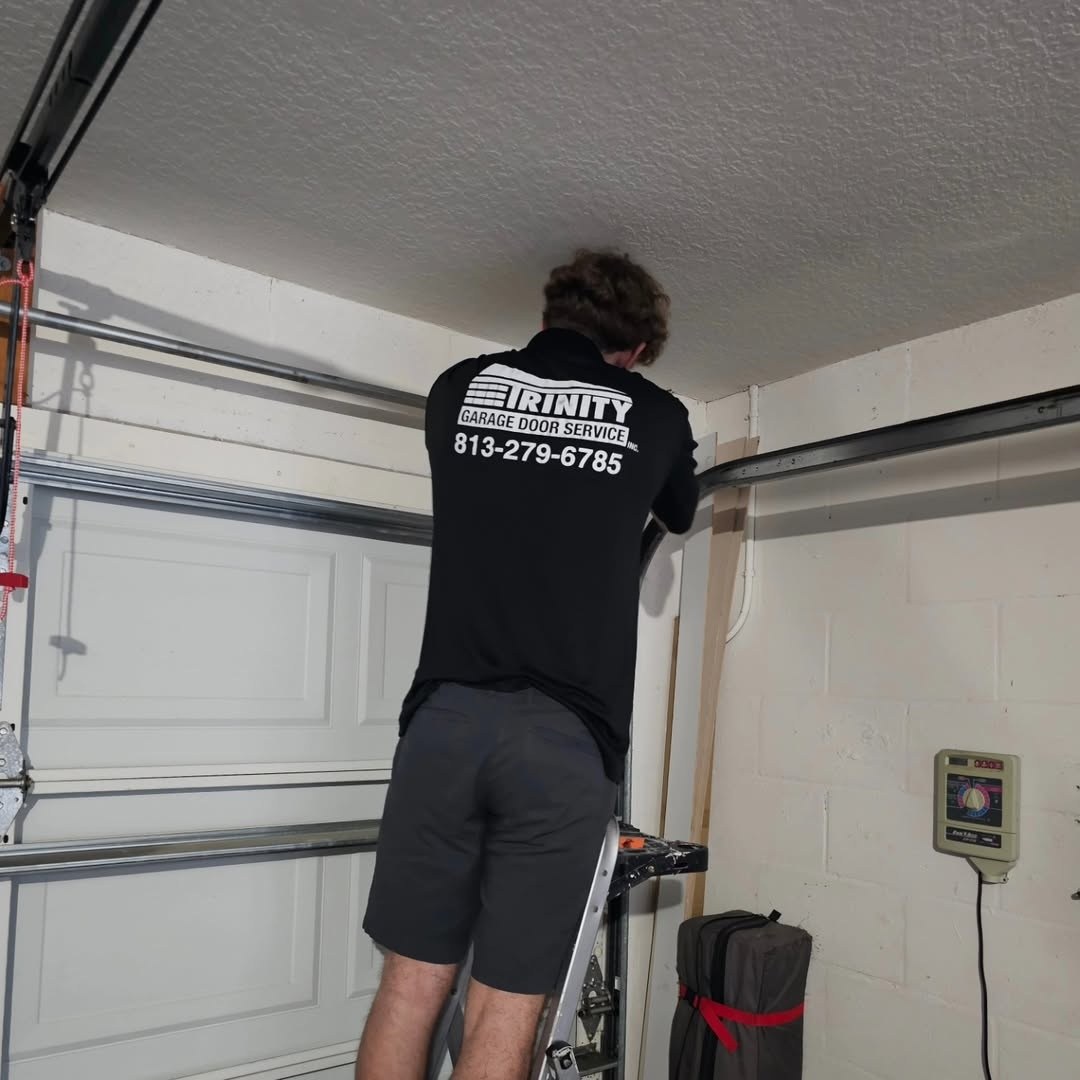 Trinity technician working the door header on a call out